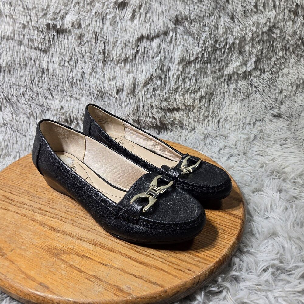 Womens Life Stride Size 8.5W Soft System Flex Support Comfort Black Dress Shoes